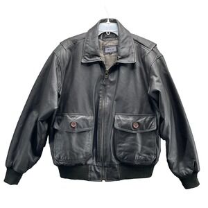 XLD 100% Leather Aviator Bomber Jacket Men Medium Baggy Biker Retro Moto Y2K 90s